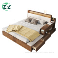 Minimalist Bedroom Solid Wood Bed Tatami Storage Bed